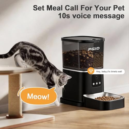 Automatic Cat Feeder with 4K Camera,2.4G Auto Dog Feeder w Night Vision,Pet Feeder w2-Way Audio,Timed Cat Feeders for Dry Food,Dogs Food Dispenser w APP Control 5L