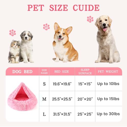 NOYAL Calming Donut Dog Bed, Hooded Cave with Blanket