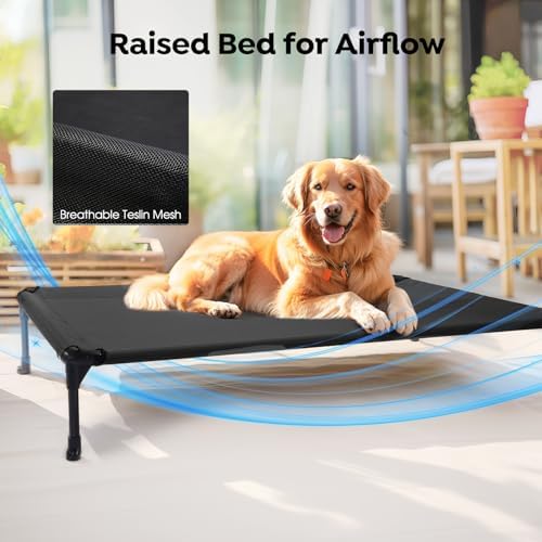Veehoo Outdoor Elevated Dog Bed with Waterproof Bolster Cushion, Cooling