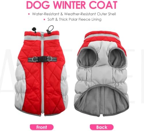 AOFITEE Dog Coat for Large Dogs Waterproof Dog Winter Jacket with Harness