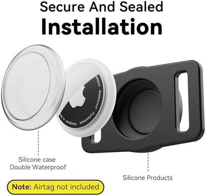 GOCII for Airtag Dog Collar Holder 2 Pack,Waterproof Dog Collar Holder for Apple AirTag(Gen 1 & 2),Silicone Air Tags Case for Dog Collars(Black & Orange)