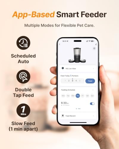 Dual-Camera Automatic Pet Feeder with 2 Bowls, 6L Smart Feeder for 2 Cats