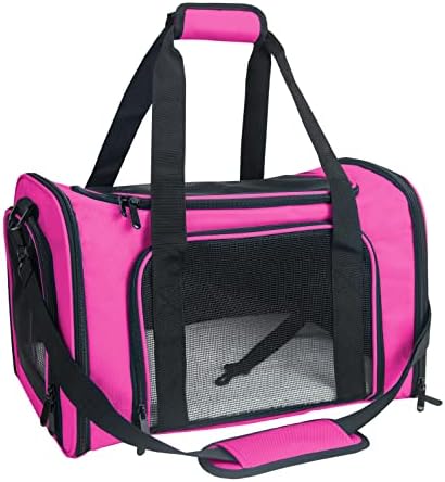 Soft Sided Carrier for Small Medium Cats Dogs,TSA Airline Approved Collapsible Travel Pet Carrier (Medium, Magenta)