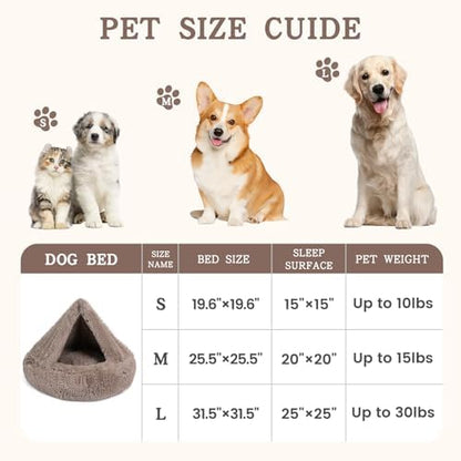 NOYAL Calming Donut Dog Bed, Hooded Cave with Blanket