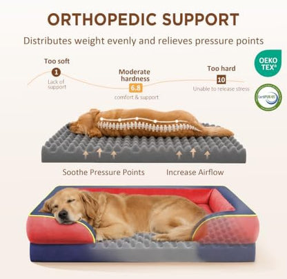 Comfort Expression Orthopedic Dog Beds for Large Sized Dog with Bolster