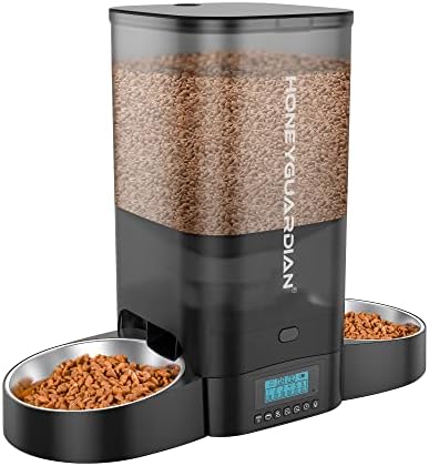 HoneyGuaridan 5L Automatic Cat Feeder for 2 Cats,Timed Dry Food Cat Feeder