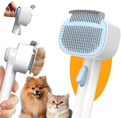 Dog & Cat Brush for Shedding, 2-in-1 Self Cleaning Deshedding Brush