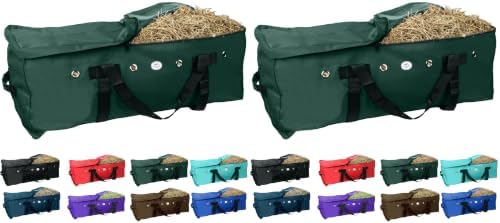 Majestic Ally 1200 D Nylon Fabric Large 44” x 20” x 16” and Extra Large 52" x 27" x21" Heavy-Duty Hay Bale Storage Bag (Hunter Green, Large) (Pack of 2)