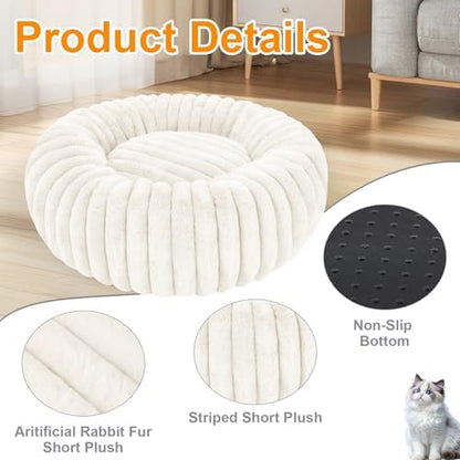 Washable Large Dog Bed,Fluffy Puppy Kitten Beds for Small Dogs(White,XL)