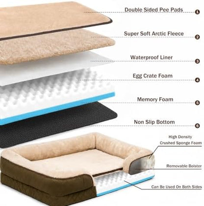 Orthopedic Memory Foam Dog Bed with Reusable Potty Pad