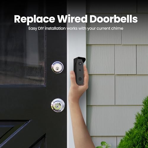 Feit Electric Smart Video Doorbell Camera, 2.4GHz Wi-Fi, No Hub, Two-Way Audio, Advance Motion Detection, 16ft. Night Vision, 2K HD Video, Micro SD Card Storage, Chime Included, Battery Powered Design