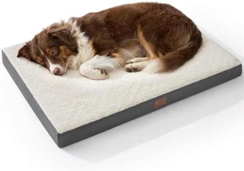 Bedsure Washable Dog Beds Large Sized Dog with Comfy Sherpa, 36x27in Grey