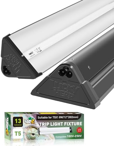 LUCKY HERP T5 Reptile Light Fixture Combo Kit 8W (New Upgrade), 10.0 UVB Light for Reptiles and Amphibians, UVA UVB Basking Light Desert Lamp for Lizard, Bearded Dragon, Tortoise 12inch
