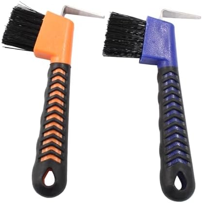 2 Pcs Horse Hoof Pick Brush, Blue & Orange