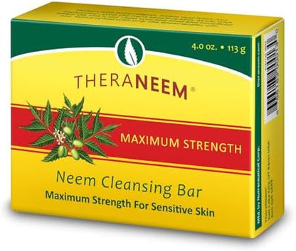 TheraNeem Neem Oil Cleansing Soap Bar for Sensitive Skin, 4.5 oz
