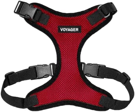 Voyager Step-in Lock Dog Harness - Red/Black Trim, Large