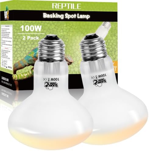 LUCKY HERP Reptile Heat Lamp Bulbs 100W, UVA Daylight Basking Bulbs 2 Pack