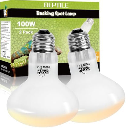 LUCKY HERP Reptile Heat Lamp Bulbs 100W, UVA Daylight Basking Bulbs 2 Pack
