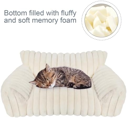 Dog Beds for Small Dogs,Cat Dog Couch Bed for Indoor Cats, Dog Sofa,M,White