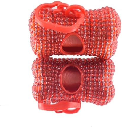 Bling Dog Poop Pickup Bag Dispenser Holder Pet Waste Disposal Bag Pet Trash Bags Holder Bone Shaped (Red)