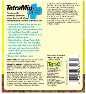 TetraMin Plus Tropical Flakes Fish Food, with Shrimp, 7.06 oz 12 Pack