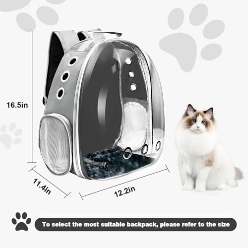 Cat Backpack Carrier, Pet Cat Carrier with Ventilated Design for Carrying Puppy Cats, Pet Carrier Backpack for Traveling/Hiking/Camping/Outdoors Airline Approved Travel Carrier(Grey)