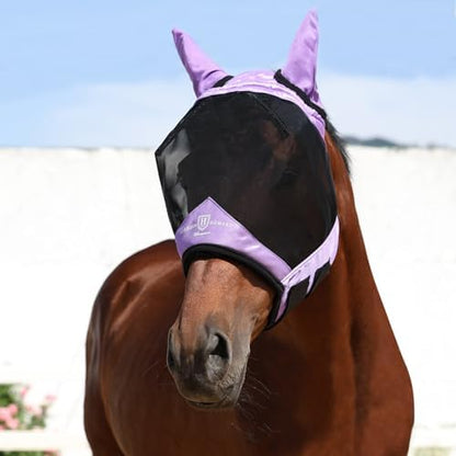 Harrison Howard Horse Fly Mask with Ears, Half Face Fly Mask for Horses, UV Protection, Large Eye Space Gentle Lavendar S