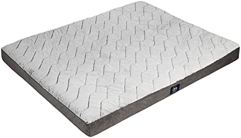 Serta Orthopedic Quilted Pillow Top Dog Bed for Pets – Slate Gray (X-Large)