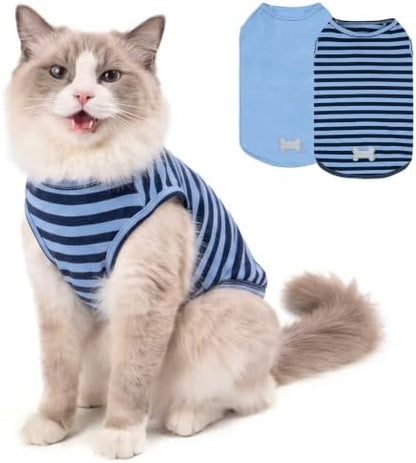 KYEESE 2Pack Cotton Dog Shirt for Small Dogs Soft Striped Tank Top