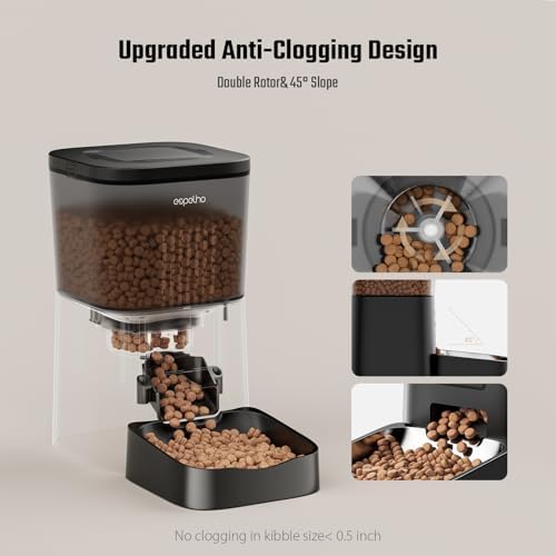 Espelho Automatic Cat Feeder- 4L Timed Cat Food Dispenser 1-6 Meals Control for Cat and Small Dog- Auto Pet Feeder with Desiccant Bag Keep Fresh for Reliable Easy Set Up and Clean- Voice Recorder