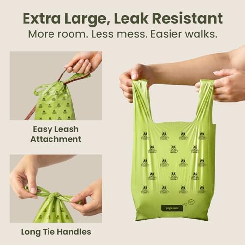 Pogi's Dog Poop Bags with Handles, Thick & Leak-Proof, Unscented, 300 Bags
