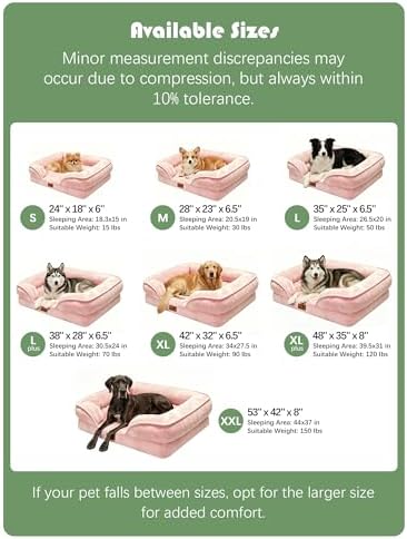 Spotted Play Orthopedic Dog Bed with Sides - Sofa Beds for Large Dogs, Supportive Foam Pet Couch Bed with Washable Removable Cover, Waterproof Lining and Non-Slip Bottom, Pink - L-Plus