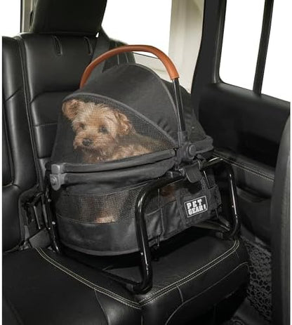 Pet Gear No-Zip View 360 Ultra Lite Pet Safety Carrier & Car Seat for Small Dogs & Cats Push Button Entry, 15", Onyx