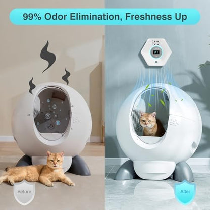 Cat Litter Odor Deodorizer - Ozone & Negative Ion Cat Odor Eliminator with Sensor Monitor, Safe Air Purifier for Pets,Odor Remover for Multi-Purpose Use
