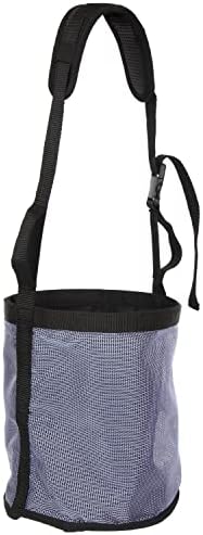 Majestic Ally Horse Feed Bag, Heavy Duty Nylon Mesh Grain Feed Bag, Adjustable Strap with Durable Snap and Elastic Straps, Comfort Neck Pad and Nose Pad- Large (Cob, Dark Gray)