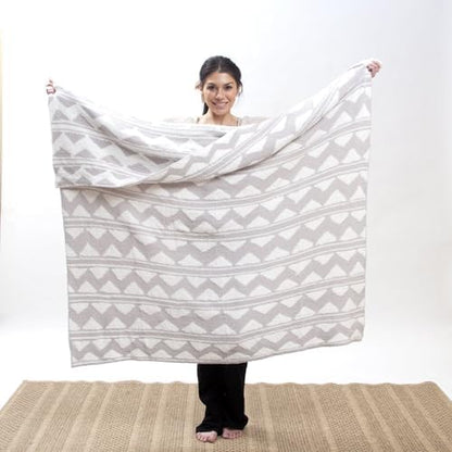 Carstens, Inc. Luxury Soft Stretchy Reversible Plush Throw Blanket, Large 50" x 60", Western Grey Stripe Aztec