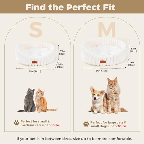 Avont Cat Bed for Indoor Cats, Fluffy Washable with Raised Rim