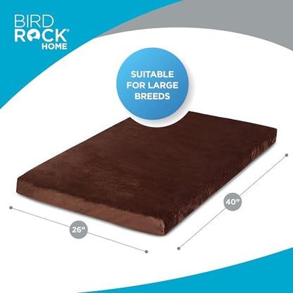 BIRDROCK HOME 2" Memory Foam Dog Beds | Ultra Soft Plush Pet Bed | Removable Cover | Pet | Crate Bed (40 X 26, Brown)