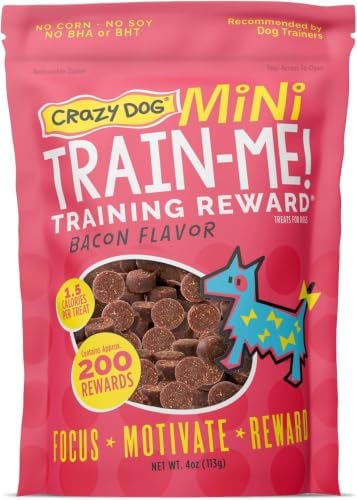 Crazy Dog Mini Train-Me! Training Treats 4 oz. Bag, Bacon Flavor, with 200 Treats per Bag, Recommended by Dog Trainers (Pack of 12)