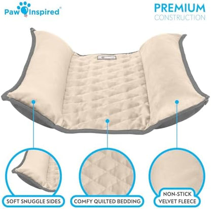 Paw Inspired Snuggle Bunny Bolster Bed, Gray/Beige, 17x17 Inch