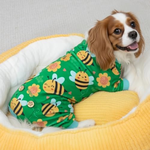 KYEESE Velvet Dog Pajamas for Small Dogs Soft Onesie Shirt, Little Bee