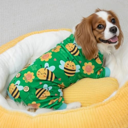 KYEESE Velvet Dog Pajamas for Small Dogs Soft Onesie Shirt, Little Bee