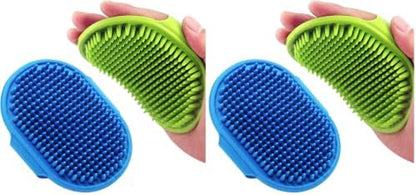 Dog Grooming Brush, Lilpep Pet Shampoo Bath Brush Soothing Massage Rubber Comb with Adjustable Ring Handle for Long Short Haired Dogs and Cats (Blue+Green, pack of 4)