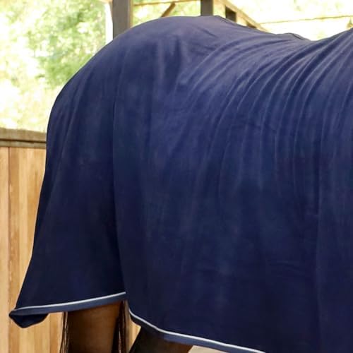 Jeffers Elite Fleece Cooler Blanket for Horses, 84" – Contoured Moisture Wicking Horse Cooler, Lightweight Breathable Fleece Horse Cover for Layering, Travel, Grooming & All Year Round Use - Navy