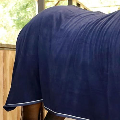 Jeffers Elite Fleece Cooler Blanket for Horses, 81" – Contoured Moisture Wicking Horse Cooler, Lightweight Breathable Fleece Horse Cover for Layering, Travel, Grooming & All Year Round Use - Navy