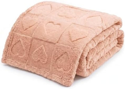 Americanflat 50x60 Jacquard Fleece Throw Blanket - Soft and Breathable Throw Blanket for Couch, Bed, Chair - Fleece Blankets Perfect for Home, Bedroom, or Outdoor Use - Heart Design in Pink