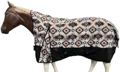 1200 Denier Horse Rain Sheet (Waterproof/Breathable & Wind Proof Turnout Sheet) Horse Breathable Rainsheet (Aztec-Beige, 78)