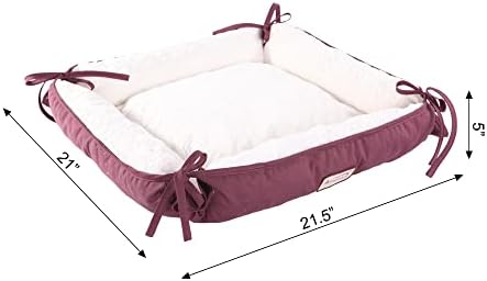 Armarkat 2-in-1 Cat Pet Bed & Fleece Cat Mat, Burgundy/Ivory, 16" L x 16" W x 6" H (C06HJH/MB)