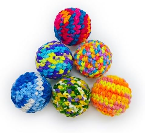 Cat Toy Braided Ball with Bell Inside, 6Pcs 1.57" Colorful Interactive Kitten Toys for Indoor Cats Play and Kitten Training