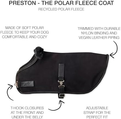 Pet Passion Preston II - The Polar Fleece Coat, Recycled Polar Fleece Warm Dog Jacket for Cold Weather for Small, Medium, Large Dogs, Black, Medium (20-45 lbs)